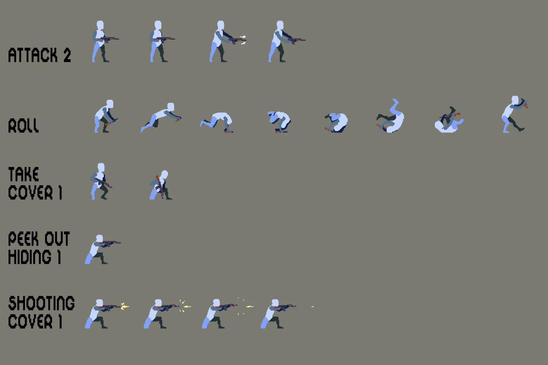 Pixel Prototype Character Sprites for Shooter