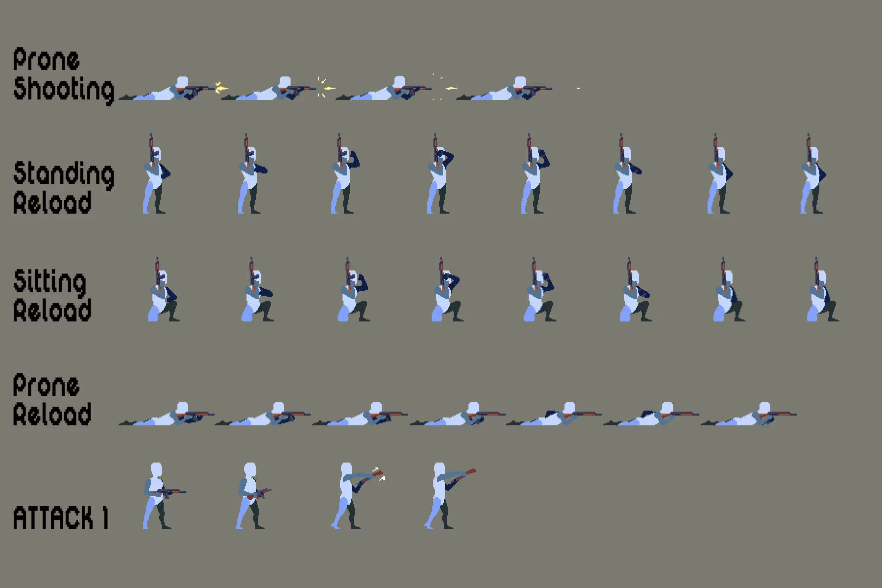 Pixel Prototype Character Sprites for Shooter
