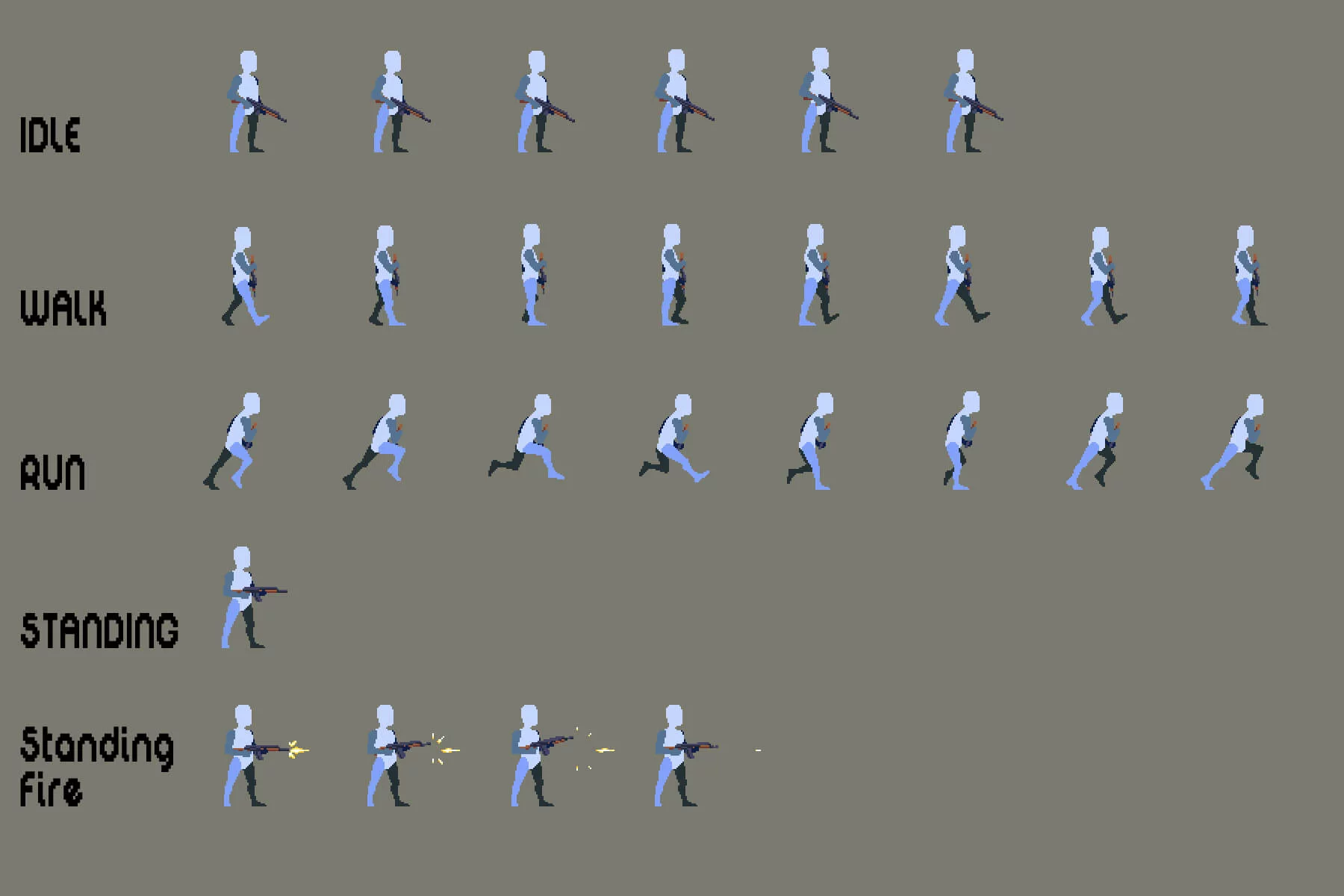 Pixel Prototype Character Sprites for Shooter