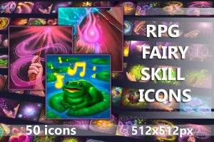 RPG仙子技能图标包：50种独特能力，512×512像素高清素材