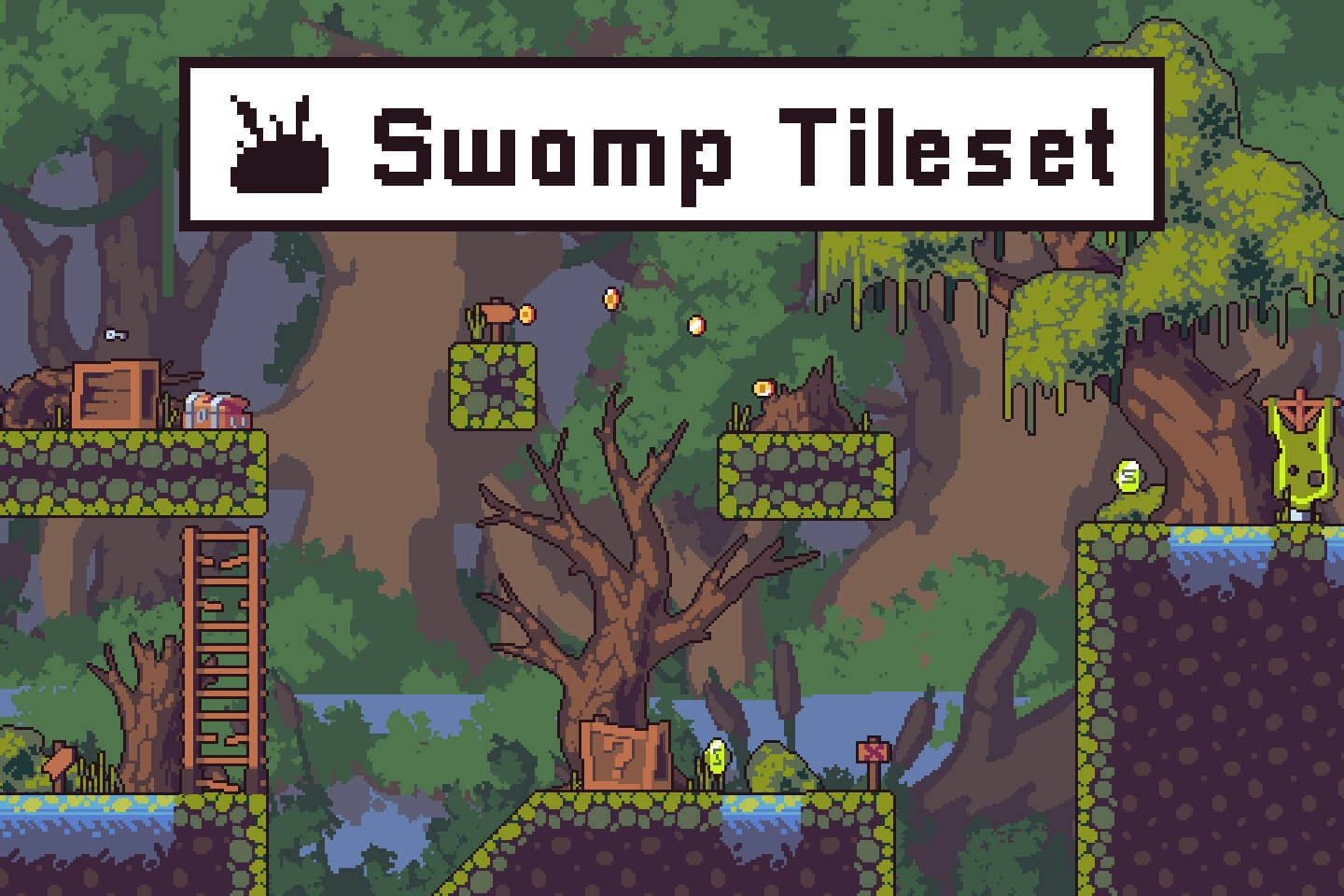 Swamp Game Tileset Pixel Art