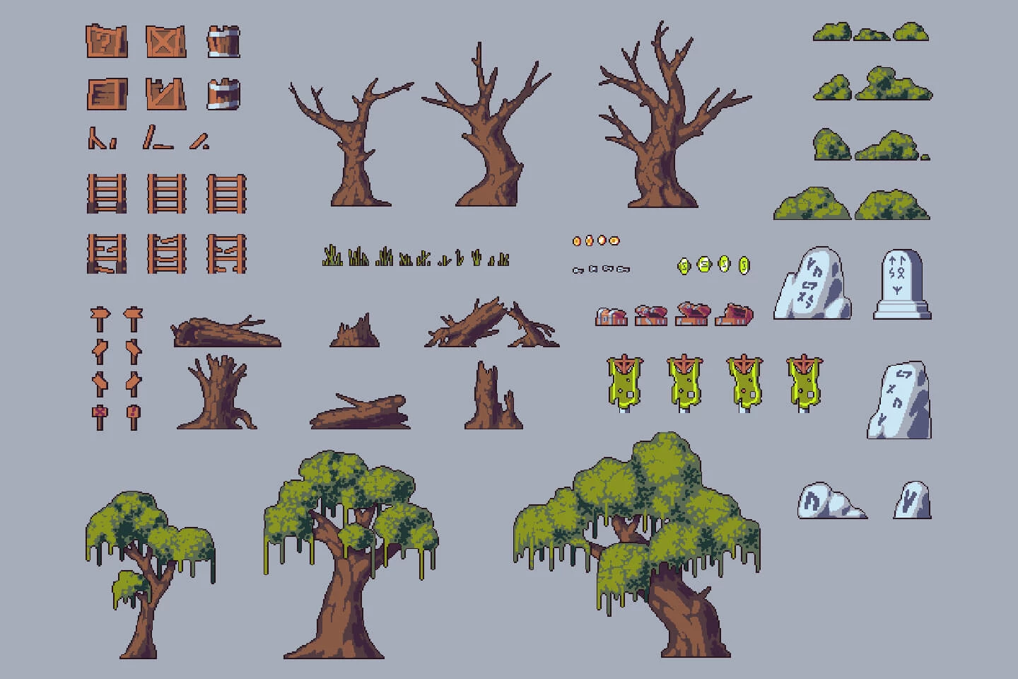 Swamp Game Tileset Pixel Art