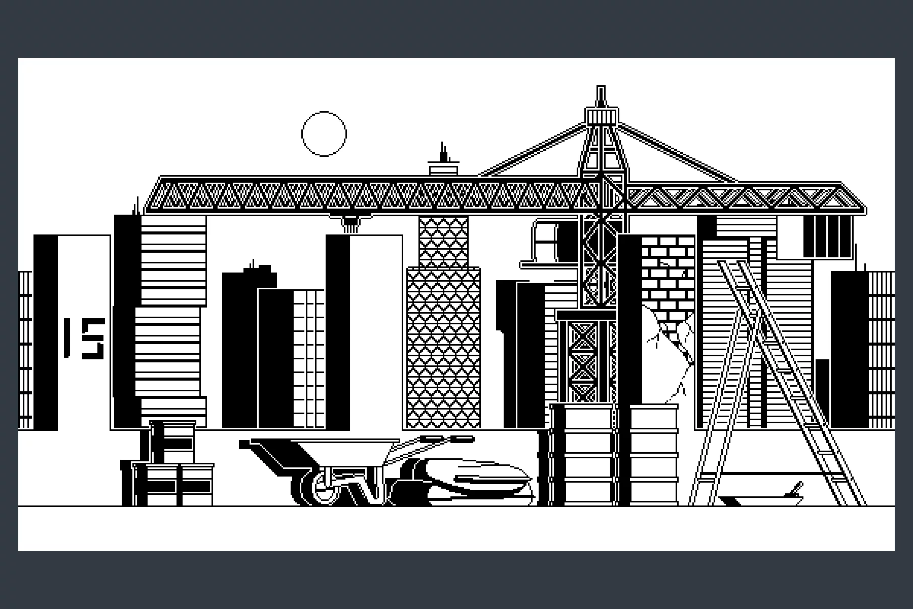 1-Bit City Rooftops Game Backgrounds