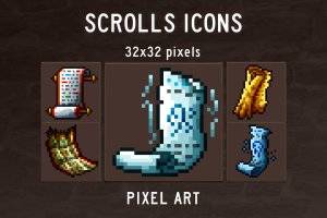 Scroll Pixel Art Icons：魔法与古卷轴像素图标集