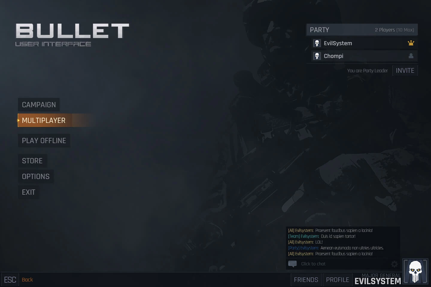 Bullet Game UI
