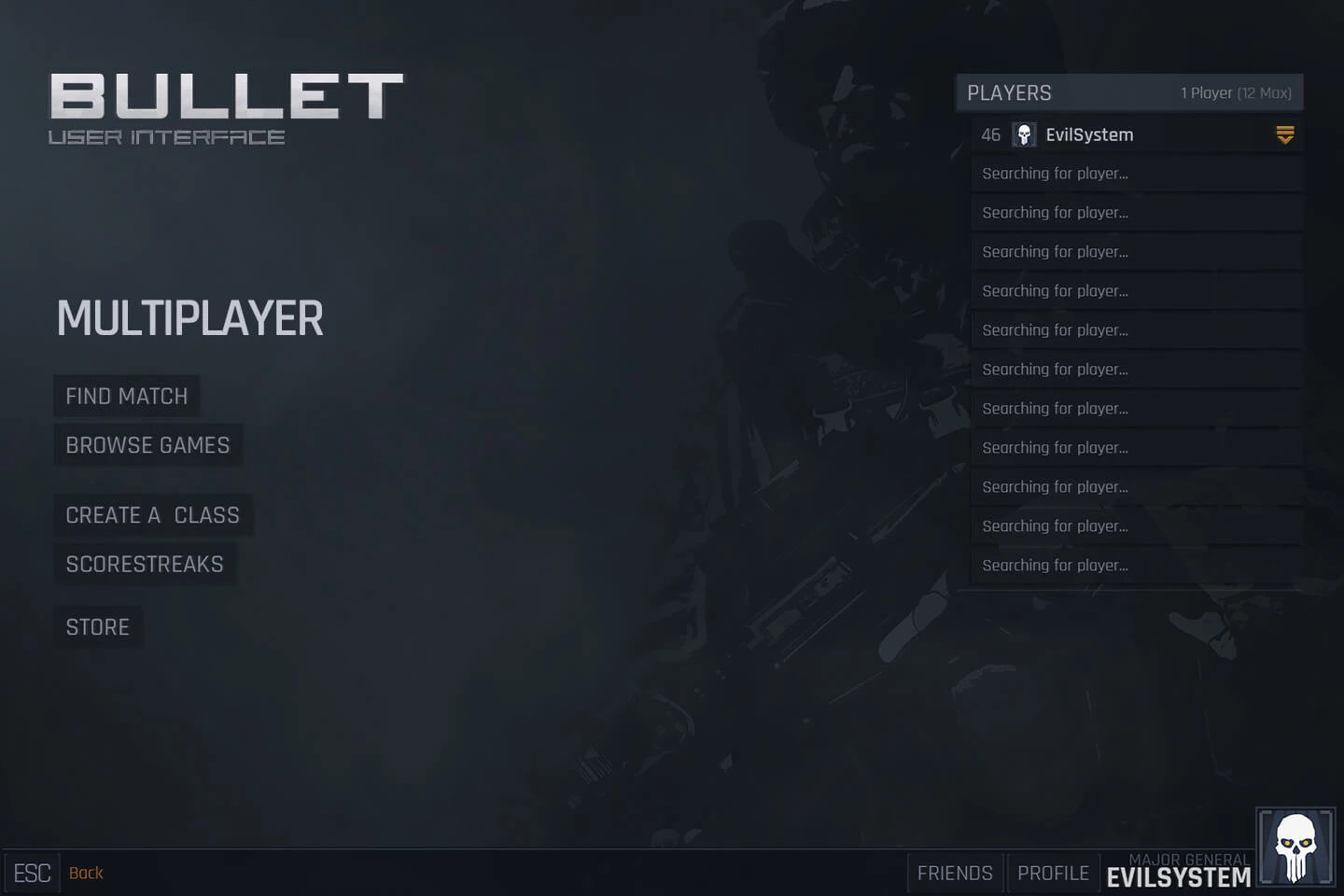 Bullet Game UI