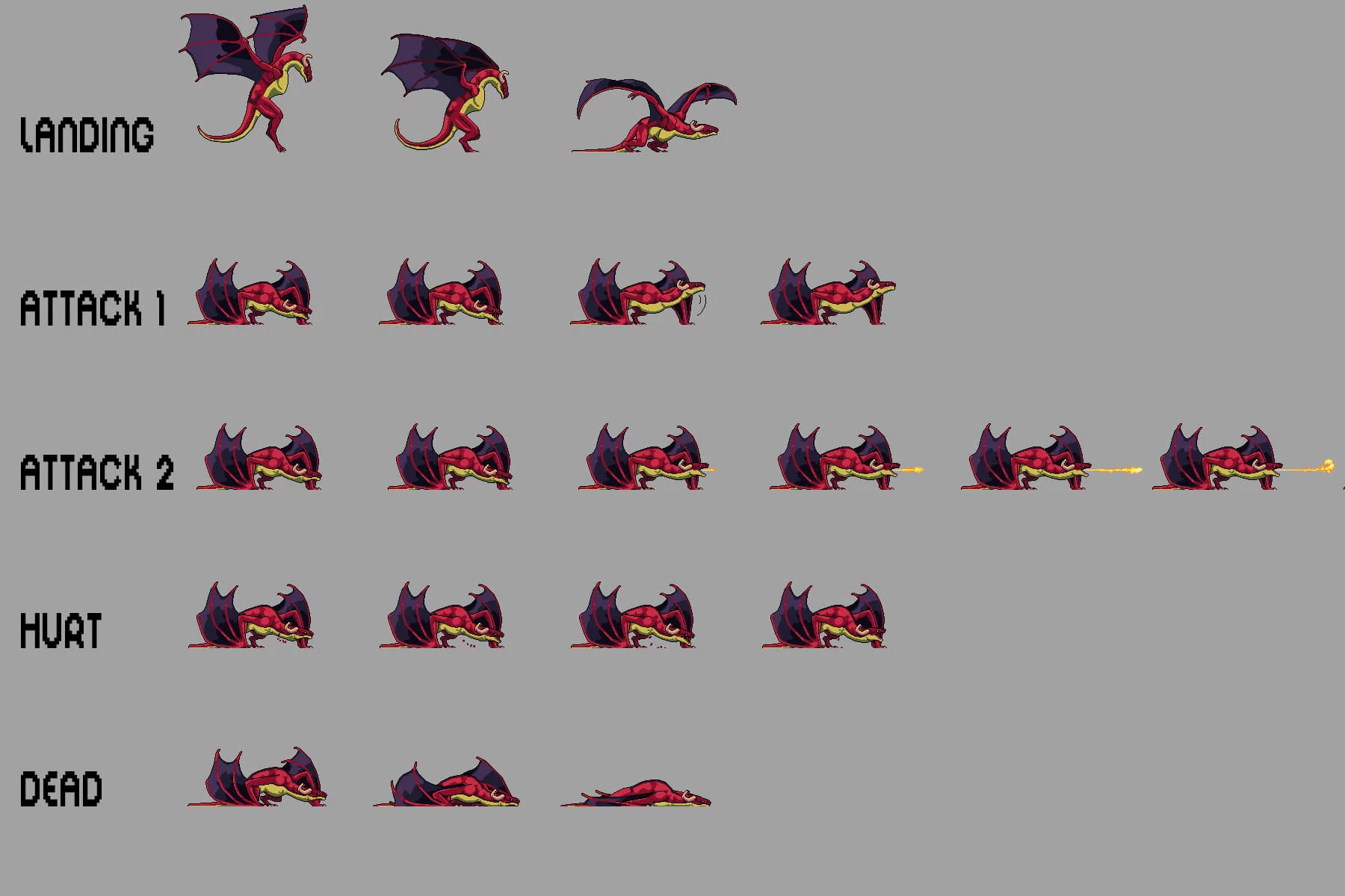 Dragon Pixel Art Character Sprite Sheets Pack