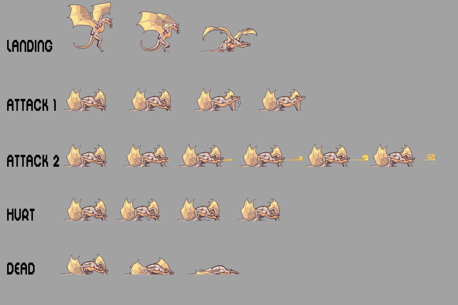 Dragon Pixel Art Character Sprite Sheets Pack