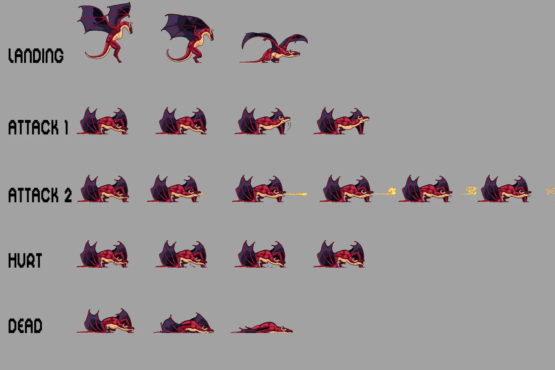 Dragon Pixel Art Character Sprite Sheets Pack