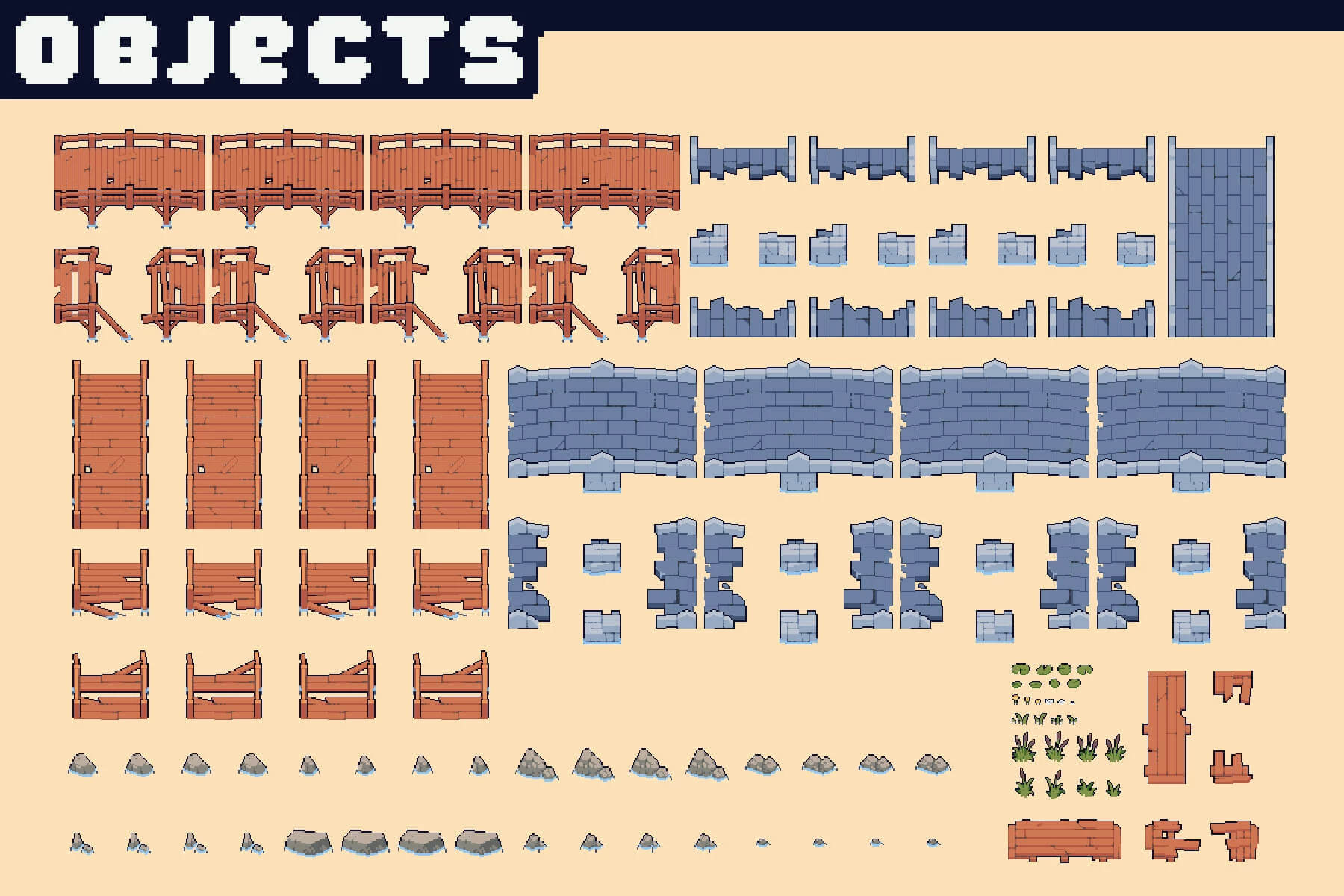 River Tileset Pixel Art for Tower Defense