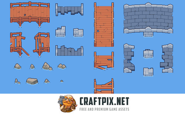 River Tileset Pixel Art for Tower Defense