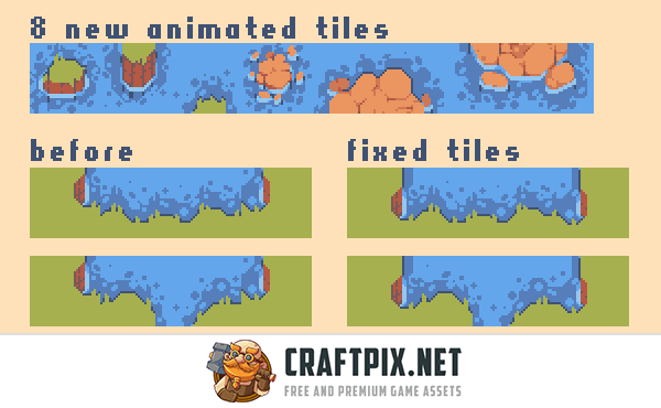 River Tileset Pixel Art for Tower Defense
