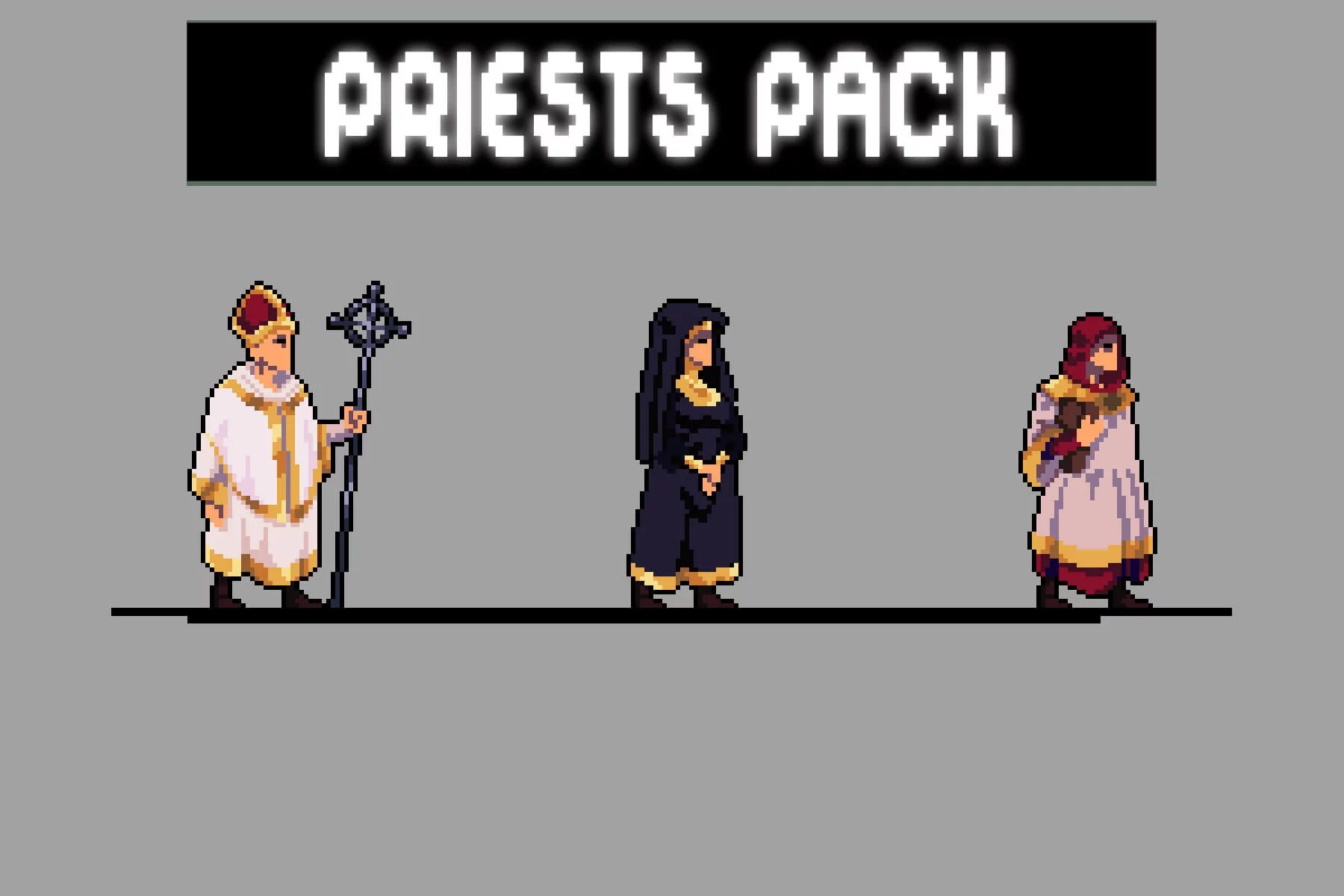 Priest Pixel Art Character Sprite Sheets Pack