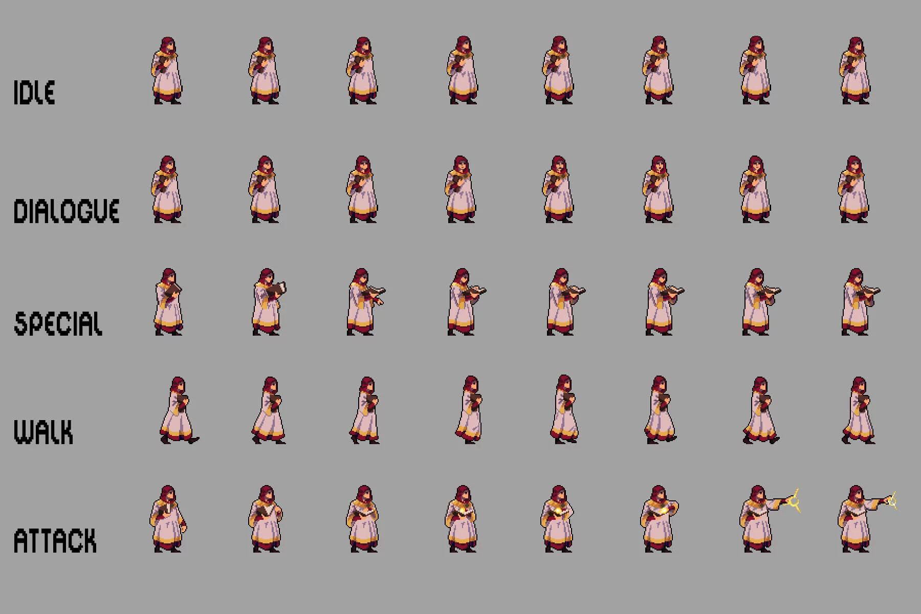 Priest Pixel Art Character Sprite Sheets Pack