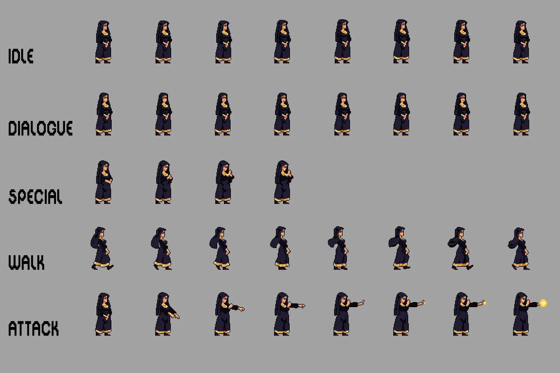 Priest Pixel Art Character Sprite Sheets Pack