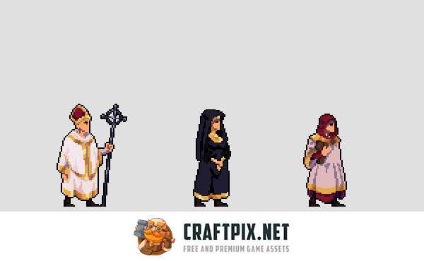 Priest Pixel Art Character Sprite Sheets Pack
