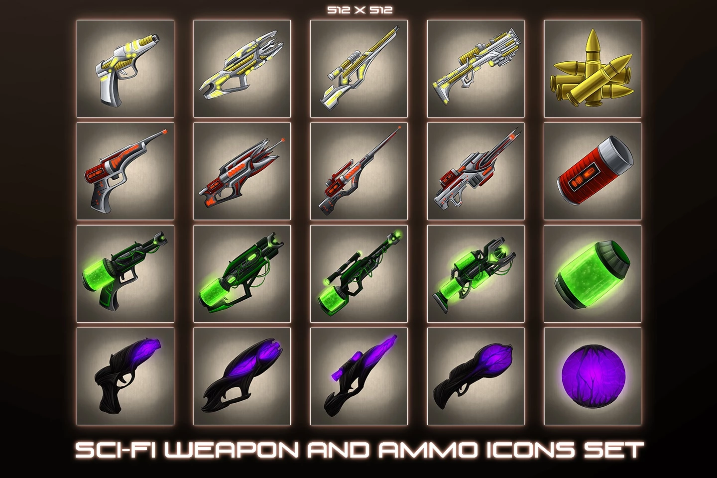 Sci-Fi Items Icons Weapons