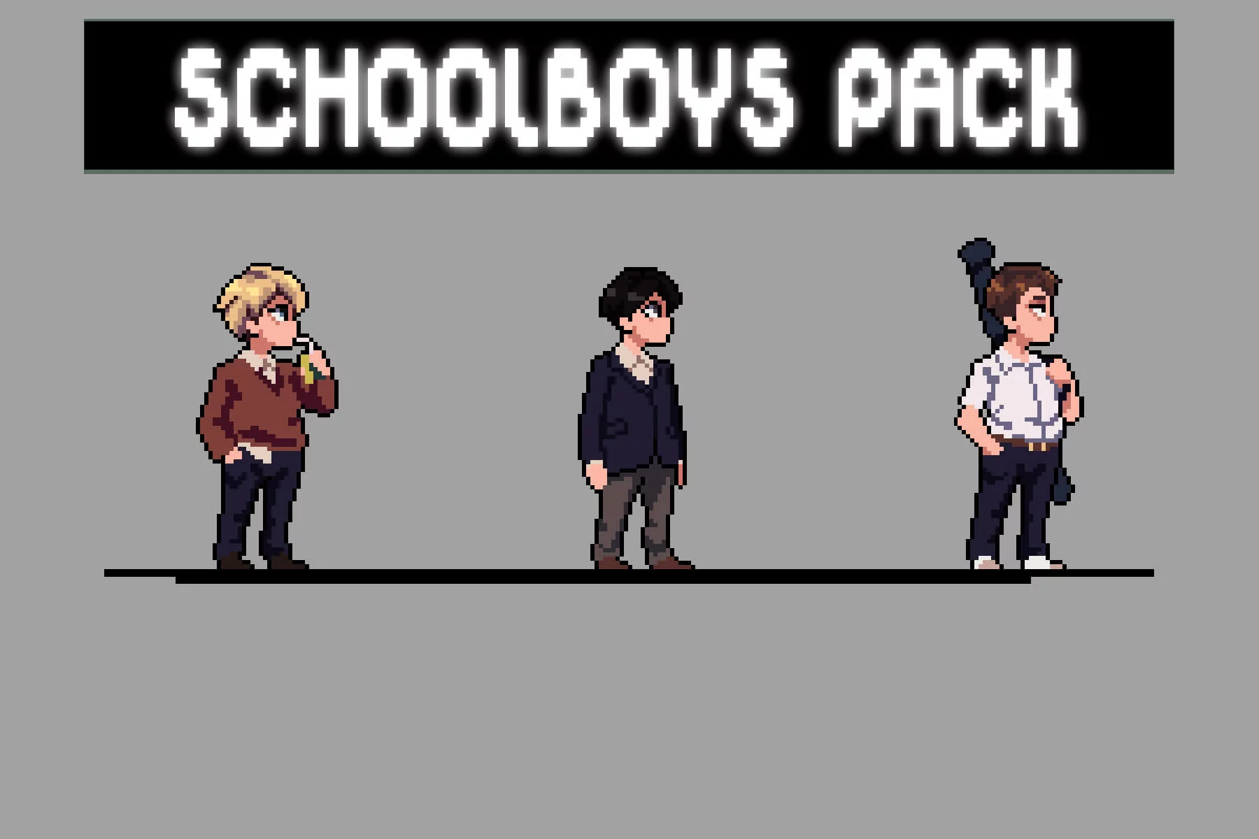Schoolboys Anime Character Pixel Sprite Pack