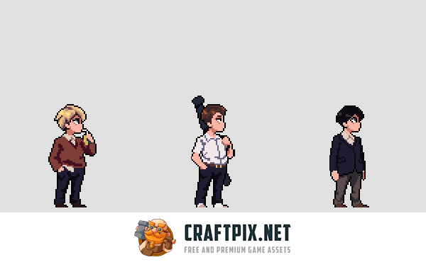 Schoolboys Anime Character Pixel Sprite Pack