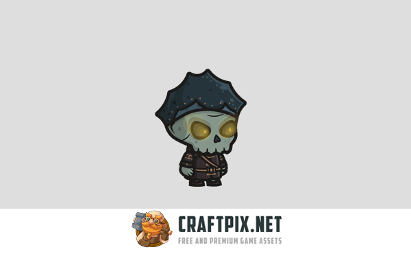 Chibi Skeleton Pirate Captain Character Sprites