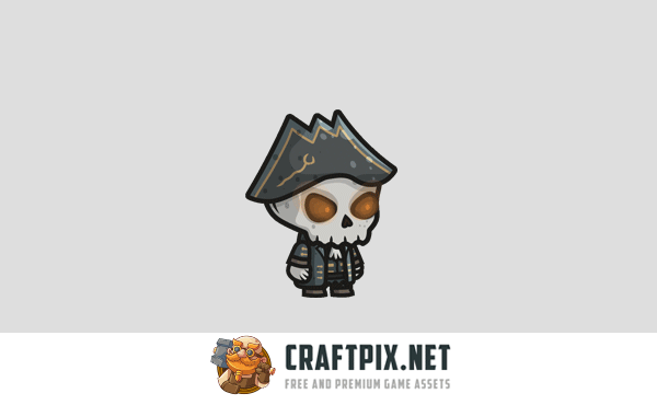 Chibi Skeleton Pirate Captain Character Sprites