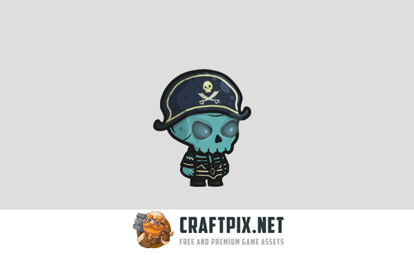 Chibi Skeleton Pirate Captain Character Sprites