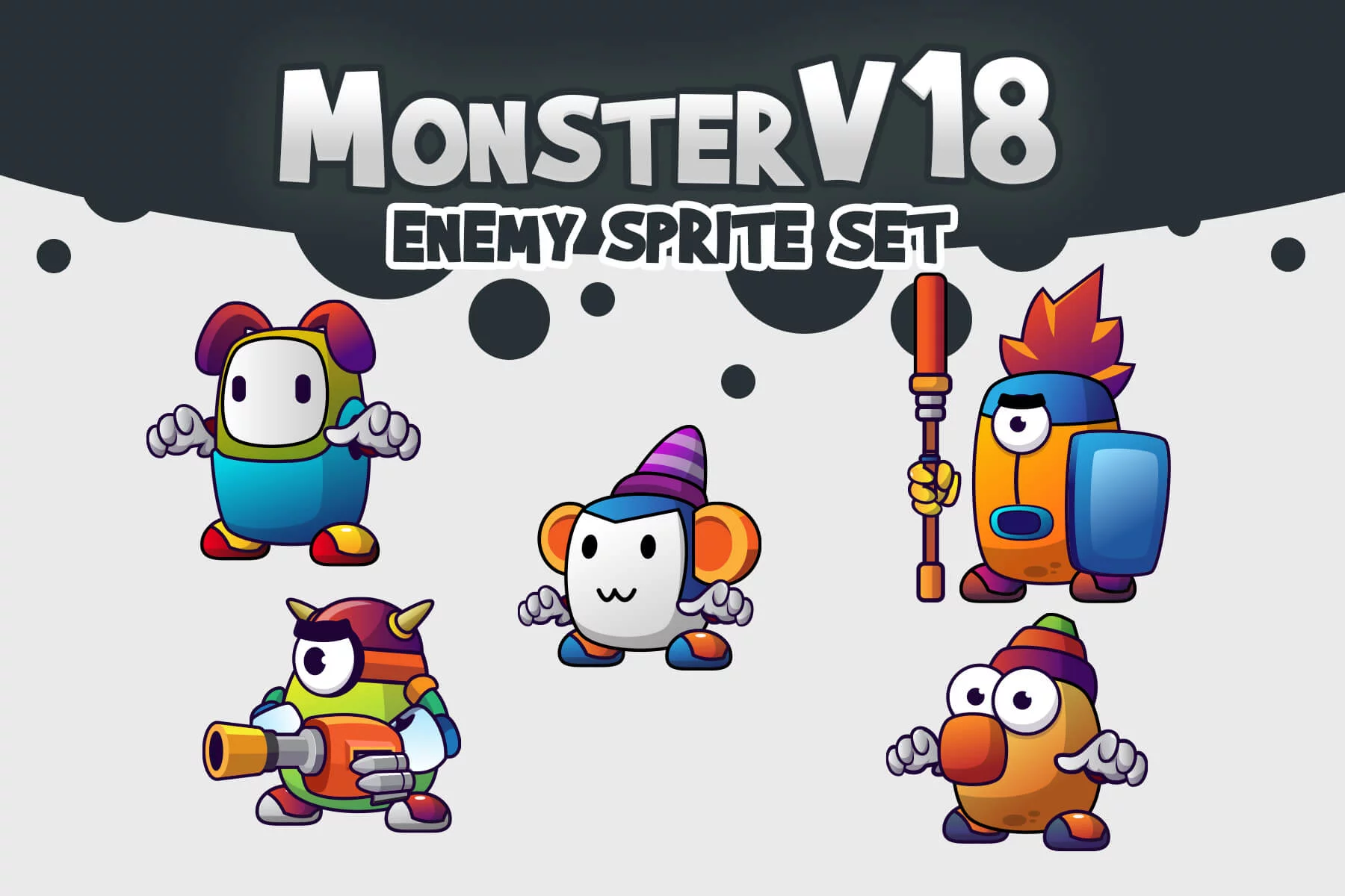 5 Funny Monsters Game Asset Pack V18