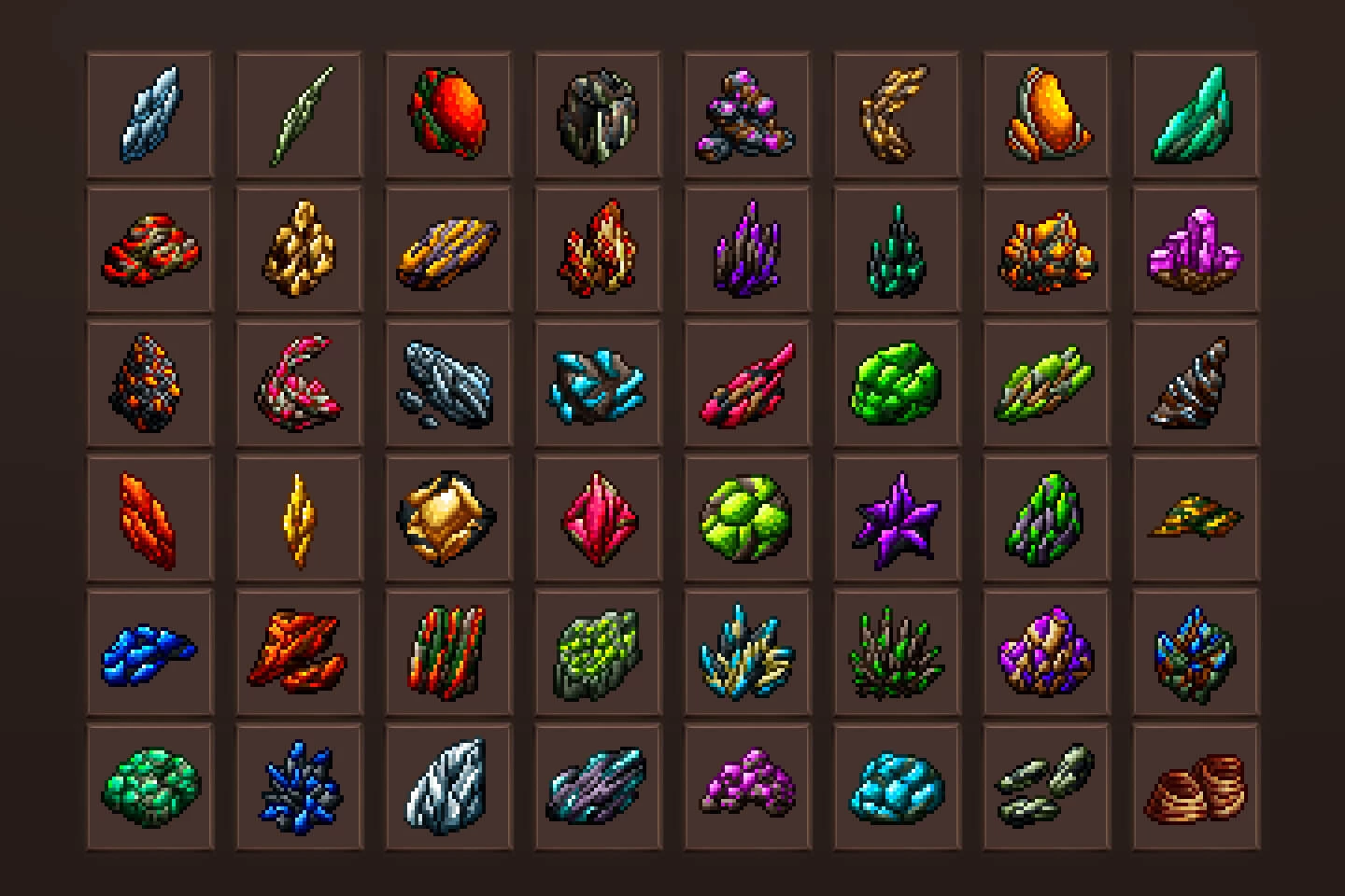 Minerals Pixel Art Icons