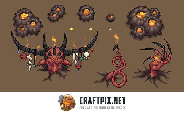 Cave Tileset Top Down Pixel Art