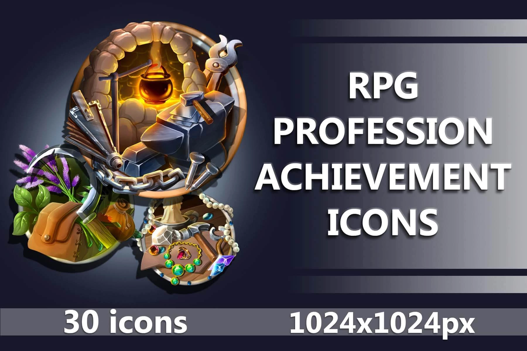 Blacksmithing, Herbalism and Jewelry Achievement RPG Icons