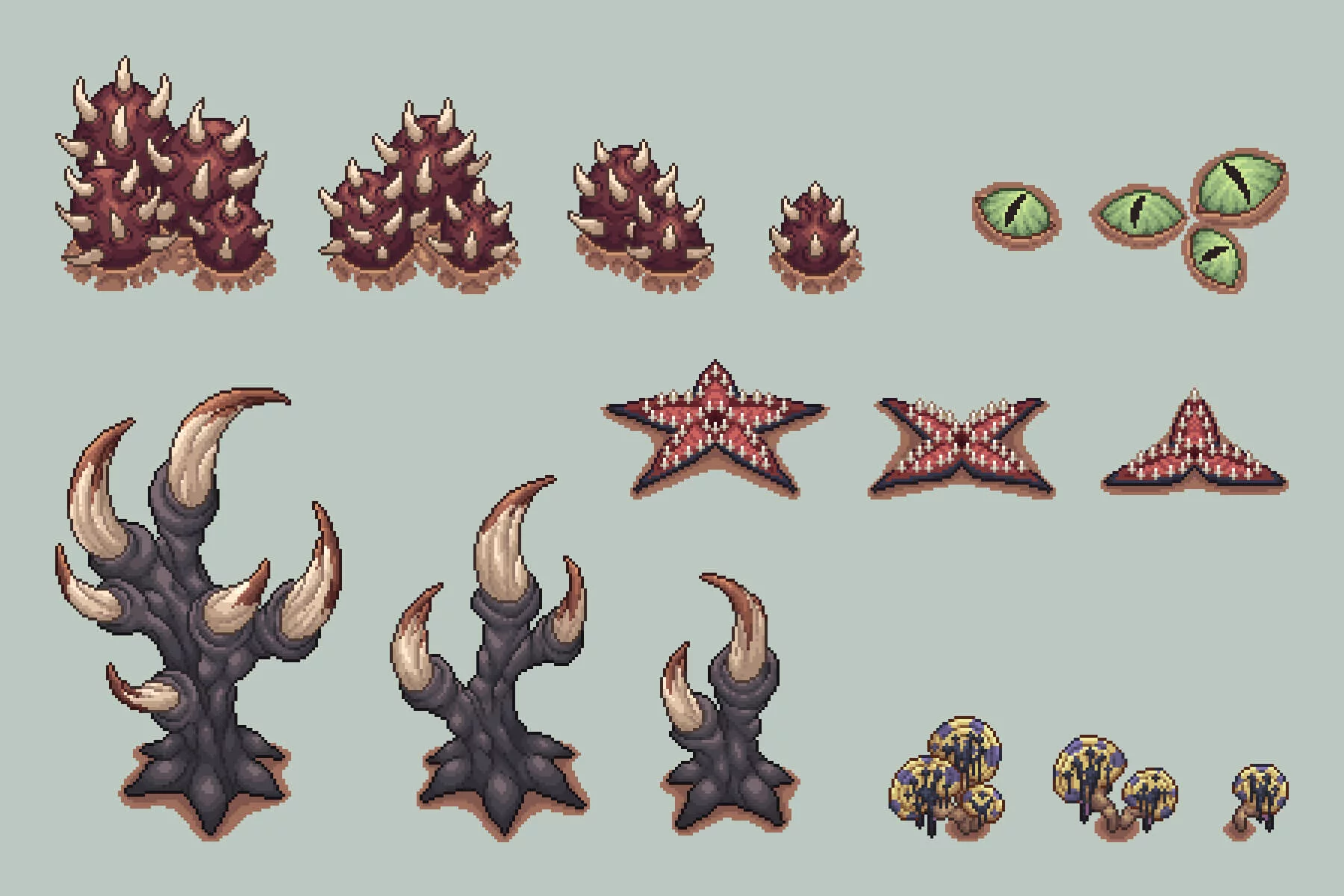 Cursed Land Objects Pixel Art for RPG Game