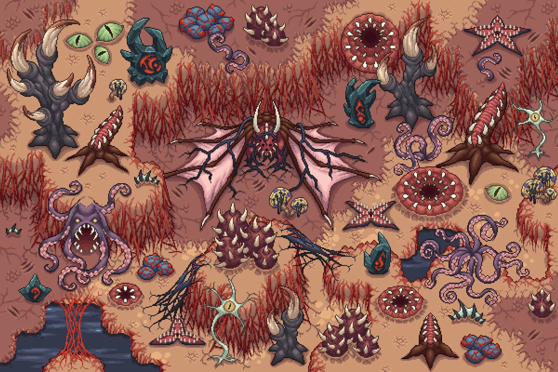Cursed Land Objects Pixel Art for RPG Game