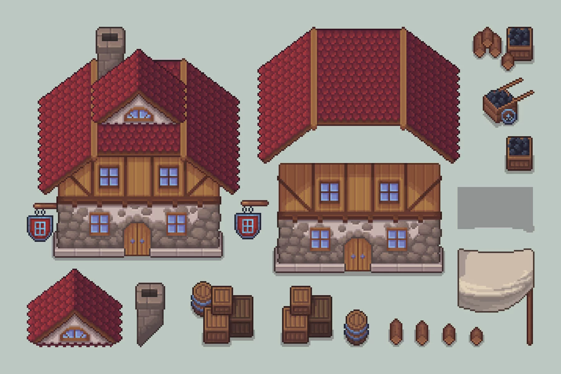Glassblower’s Workshop Top-Down Pixel Art Asset