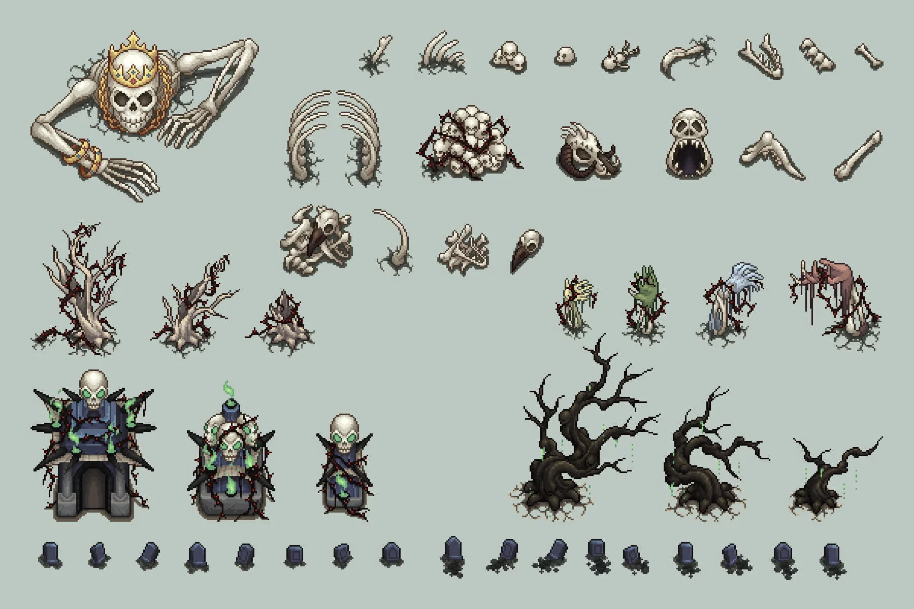 Undead Tileset Top Down Pixel Art