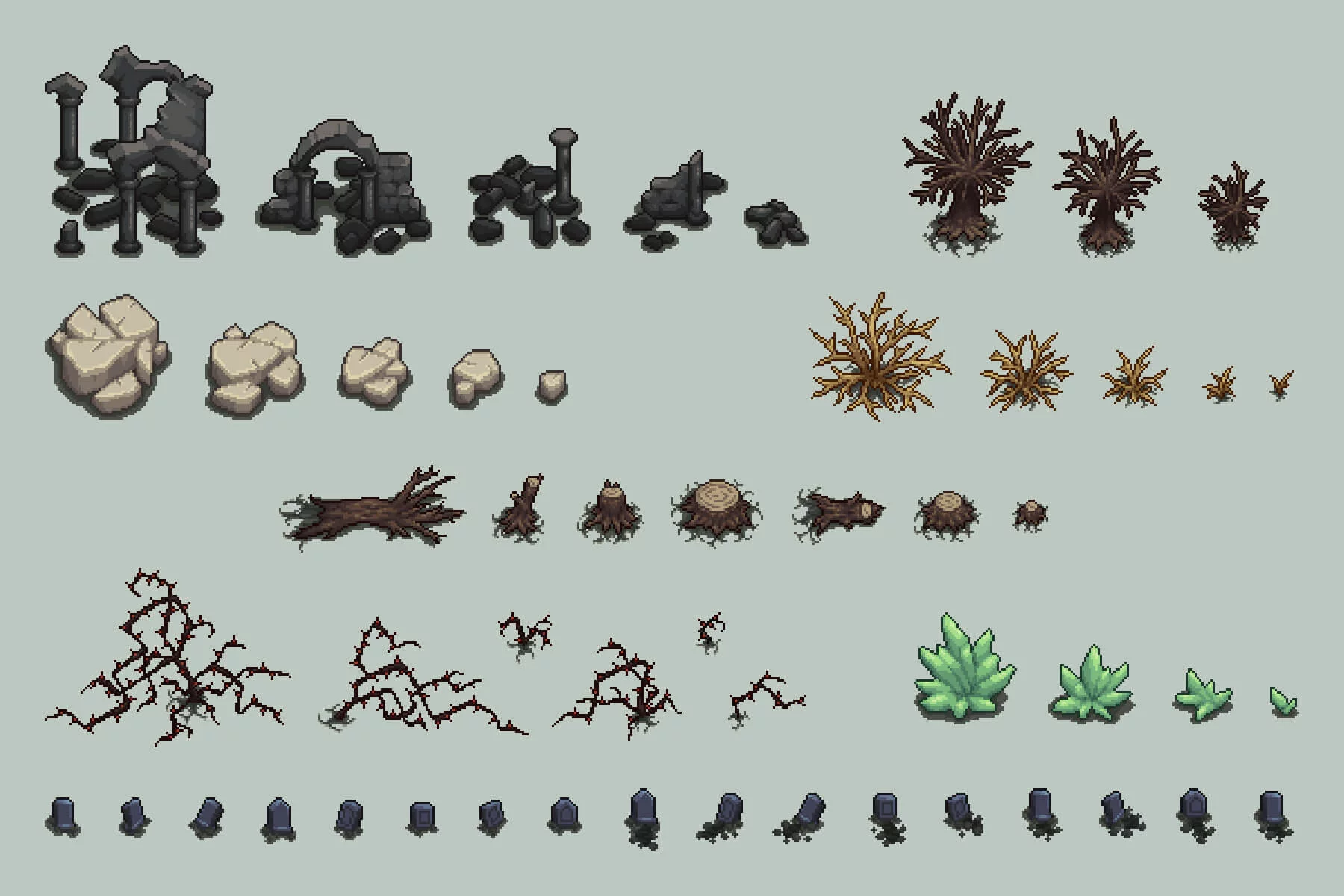 Undead Tileset Top Down Pixel Art