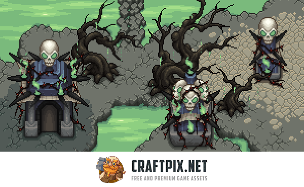 Undead Tileset Top Down Pixel Art