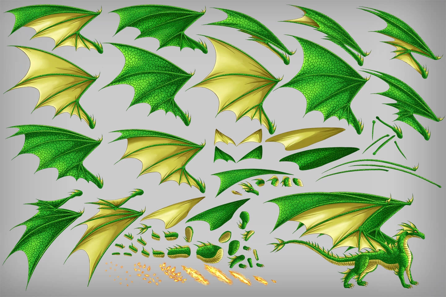 2D Game Dragon Character Sprites