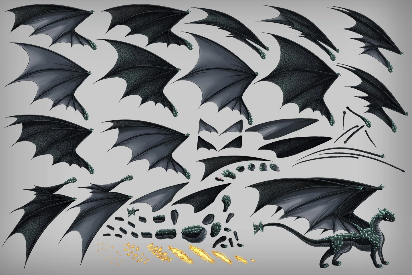 2D Game Dragon Character Sprites