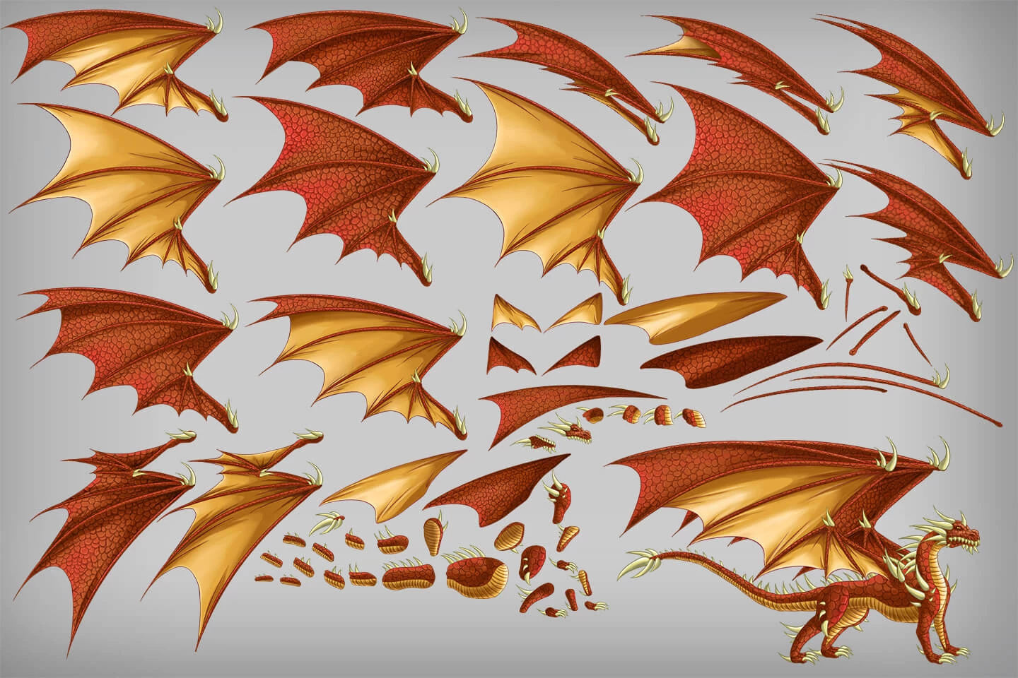 2D Game Dragon Character Sprites
