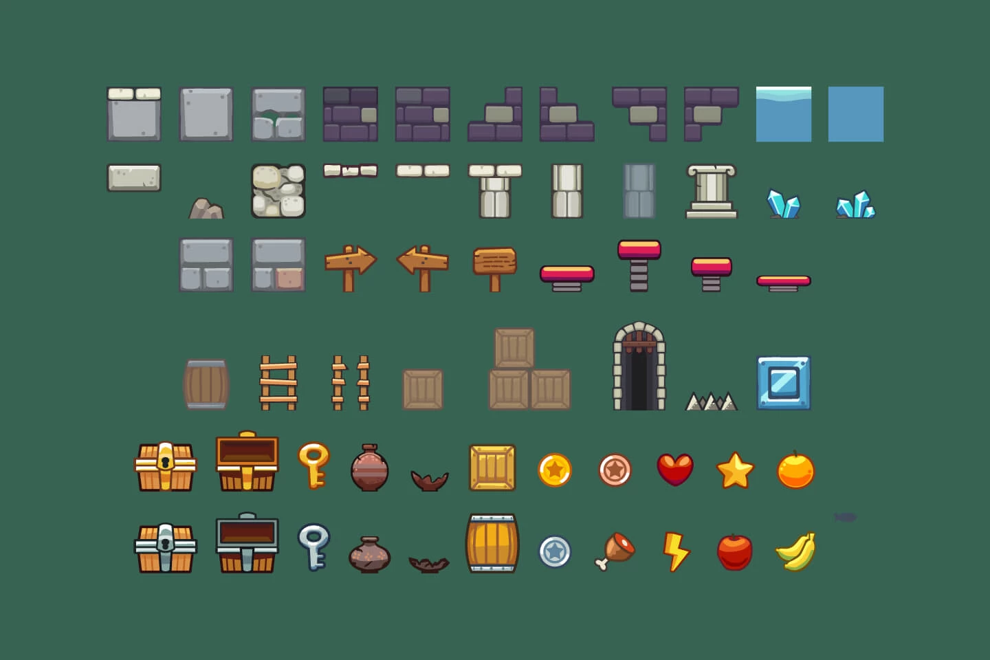 Dungeon Platformer Game Tileset