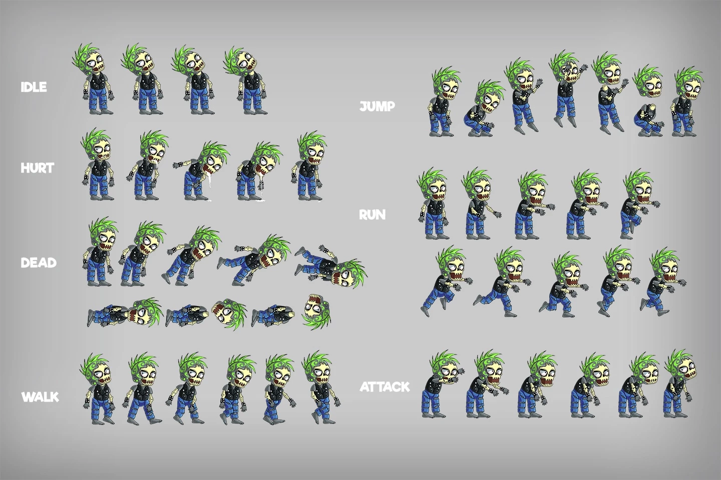 2D Game Zombie Character Sprite 4