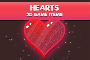 Love Hearts 2D游戏素材：20颗明亮爱心