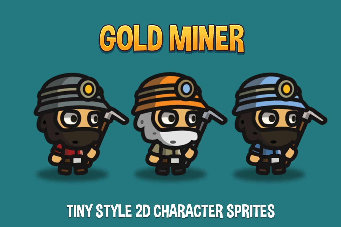 Gold Miner Tiny Style 2D Character Sprites