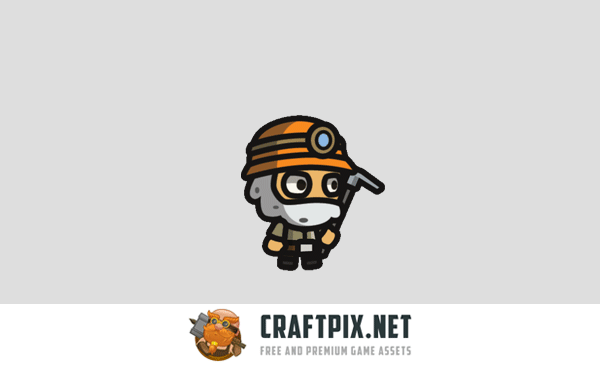 Gold Miner Tiny Style 2D Character Sprites