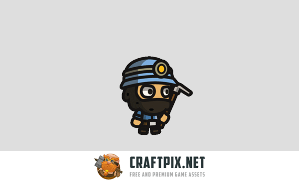 Gold Miner Tiny Style 2D Character Sprites