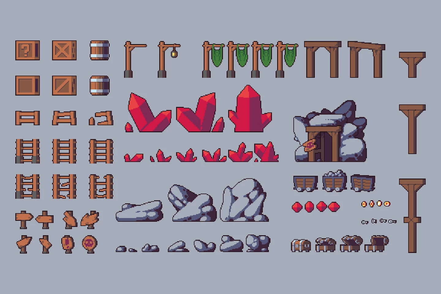 Mine Tileset Platformer Pixel Art