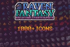 1000+ RPG图标像素艺术包：武器、盔甲、药水等