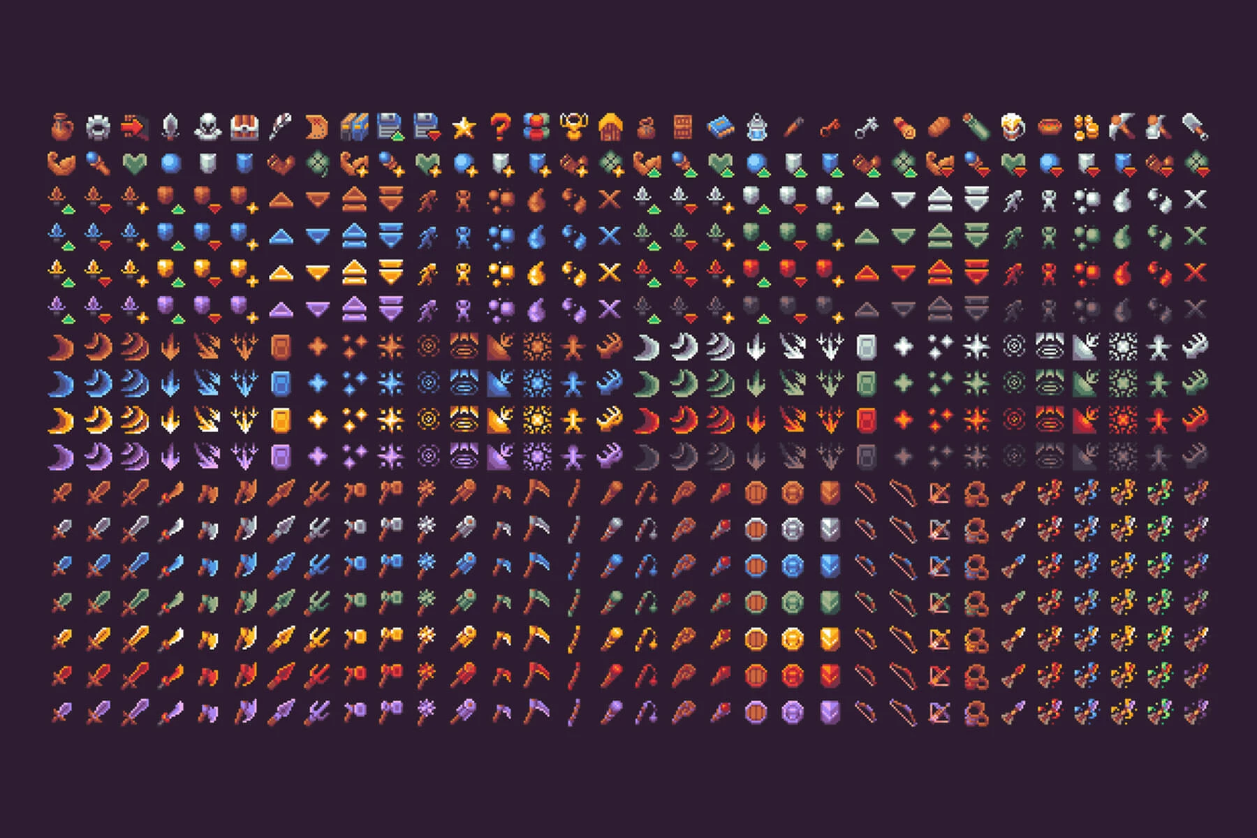 1000+ RPG Icons Pixel Art Pack