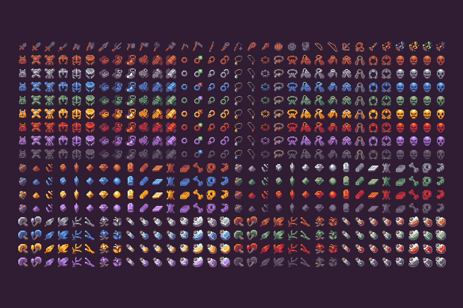 1000+ RPG Icons Pixel Art Pack