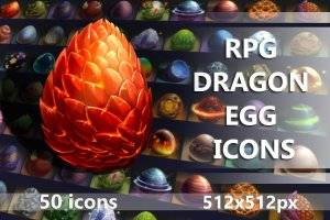 RPG龙蛋图标素材：50款512×512高清图标
